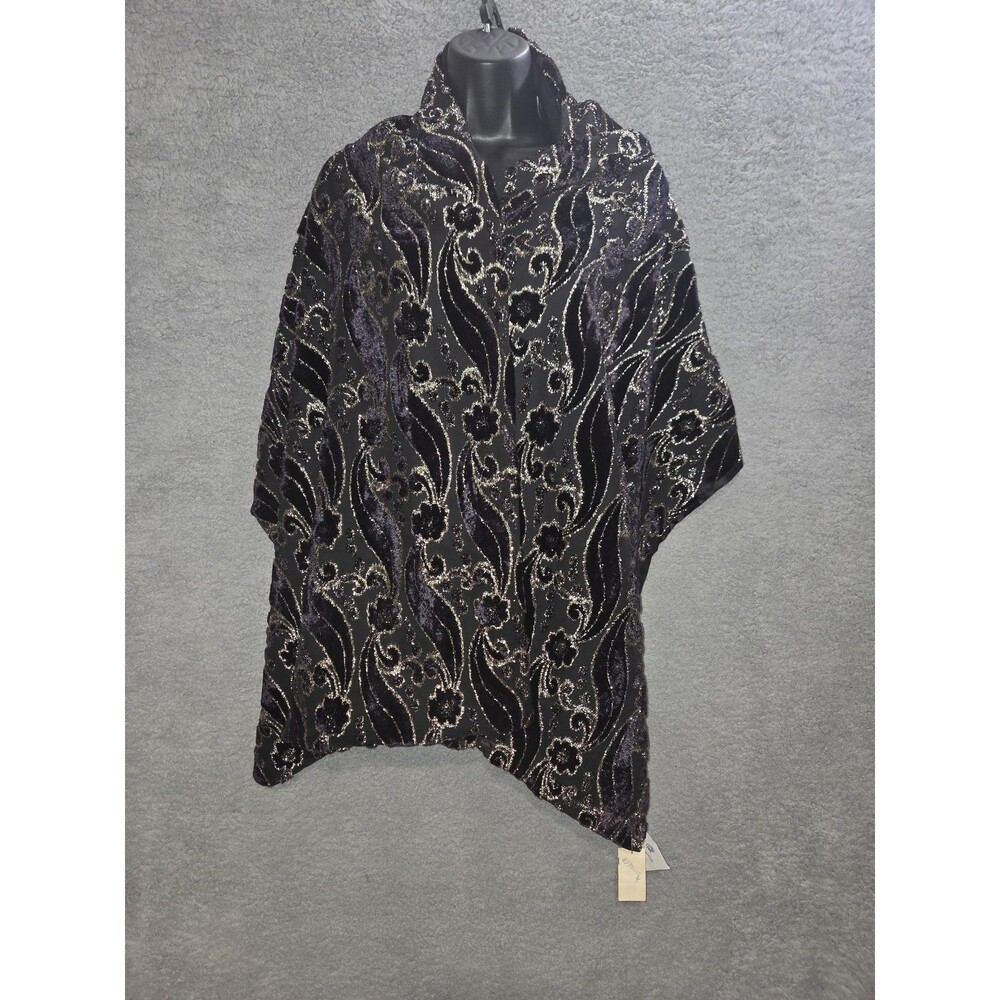 Ian Originals Evening Shawl Wrap Scarf Womens‎ OS Black Gold Velvet Burnoout